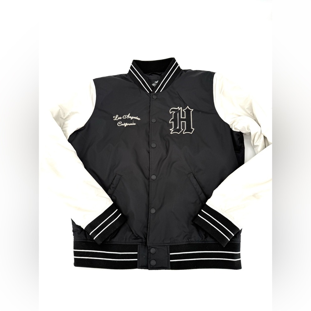 Hollister Los Angeles California Black and White Varsity Jacket Size XL